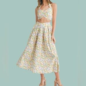 Floral Print Women's Skirt Set